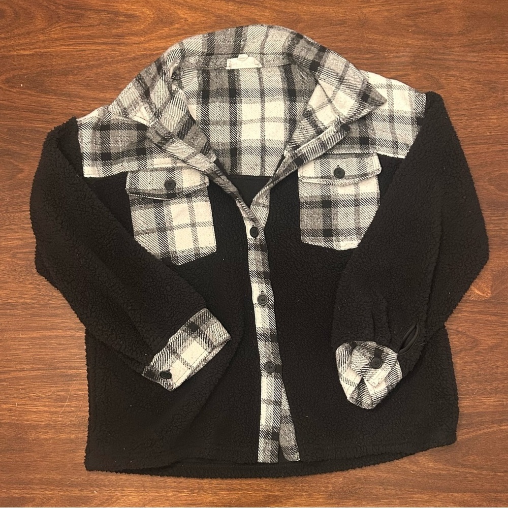 Hippie Rose Black and Gray Plaid Button Down Shirt
